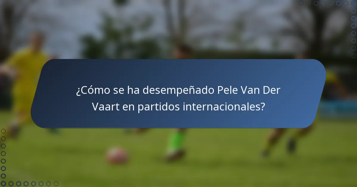 ¿Cómo se ha desempeñado Pele Van Der Vaart en partidos internacionales?