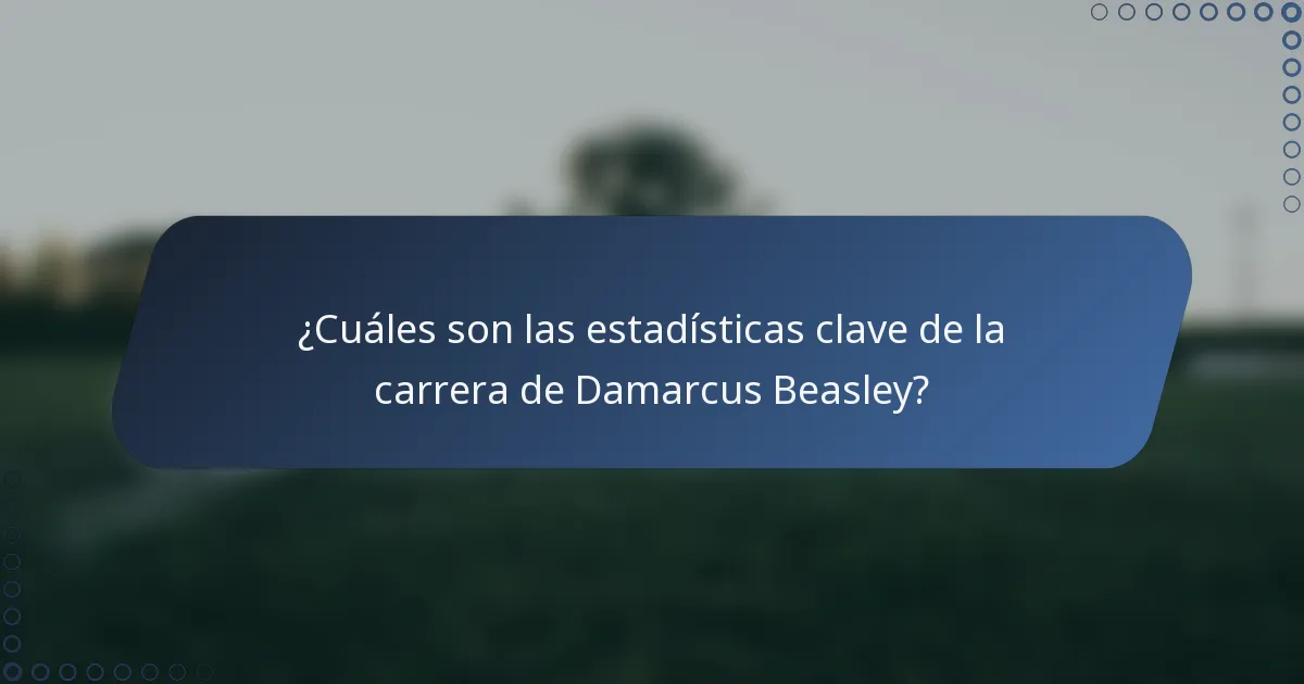 ¿Cuáles son las estadísticas clave de la carrera de Damarcus Beasley?